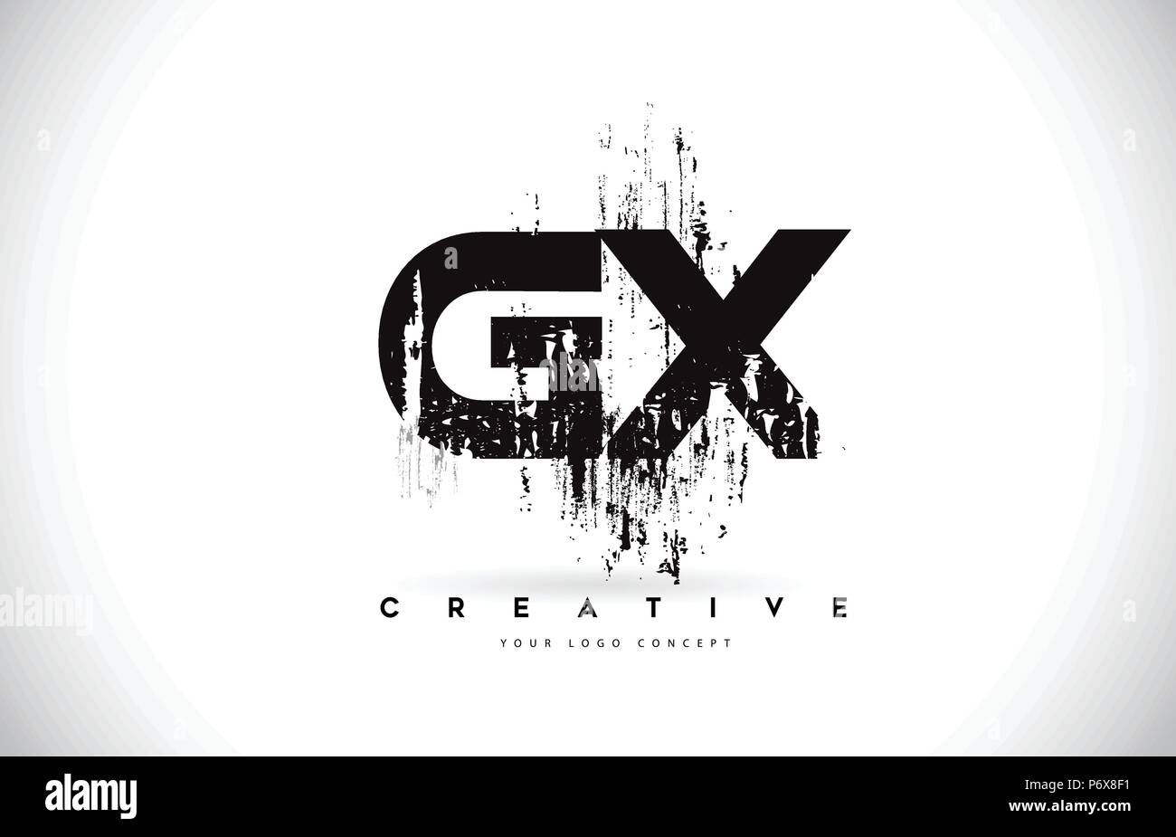 GX G X Grunge Brush Letter Logo Design in Black Colors. Creative Brush ...