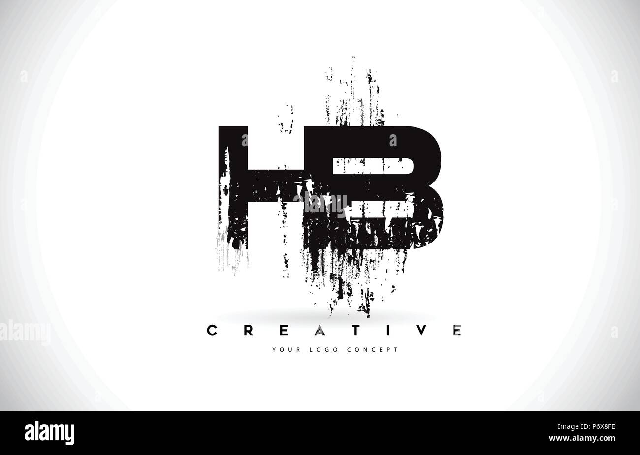 HB H B Grunge Brush Letter Logo Design in Black Colors. Creative Brush ...