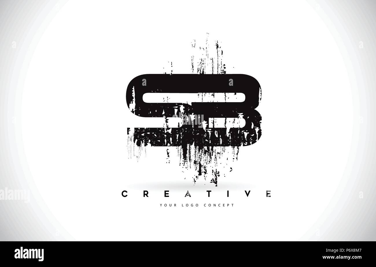SB S B Grunge Brush Letter Logo Design in Black Colors. Creative Brush ...