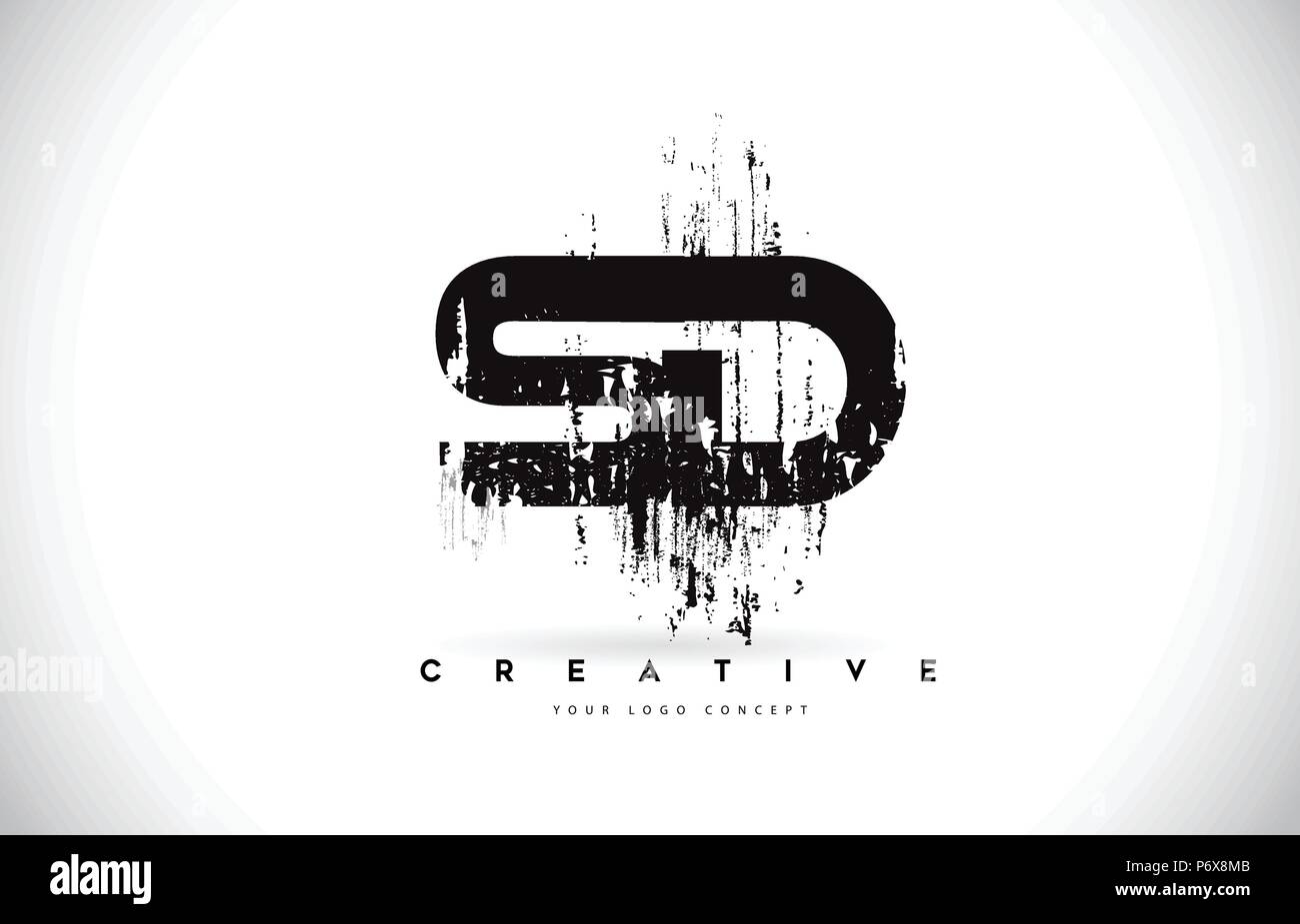 SD S D Grunge Brush Letter Logo Design in Black Colors. Creative Brush ...