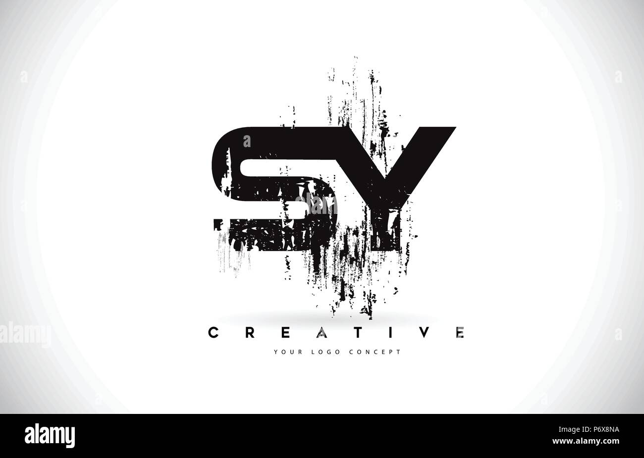 SY S Y Grunge Brush Letter Logo Design in Black Colors. Creative Brush ...