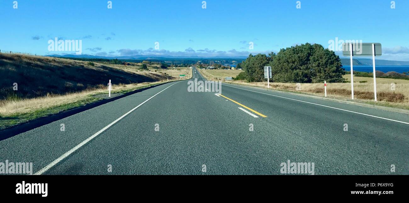 Highway between Taupo and Turangi, New Zealand Stock Photo