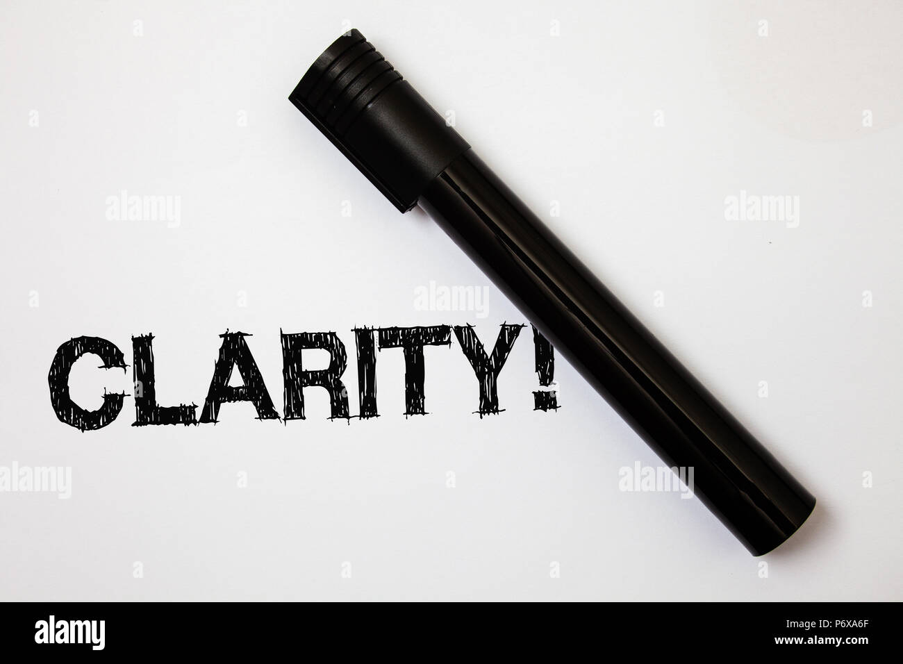 Word writing text Clarity. Business concept for Certainty Precision Purity Comprehensibility Transparency Accuracy Ideas messages white background bla Stock Photo