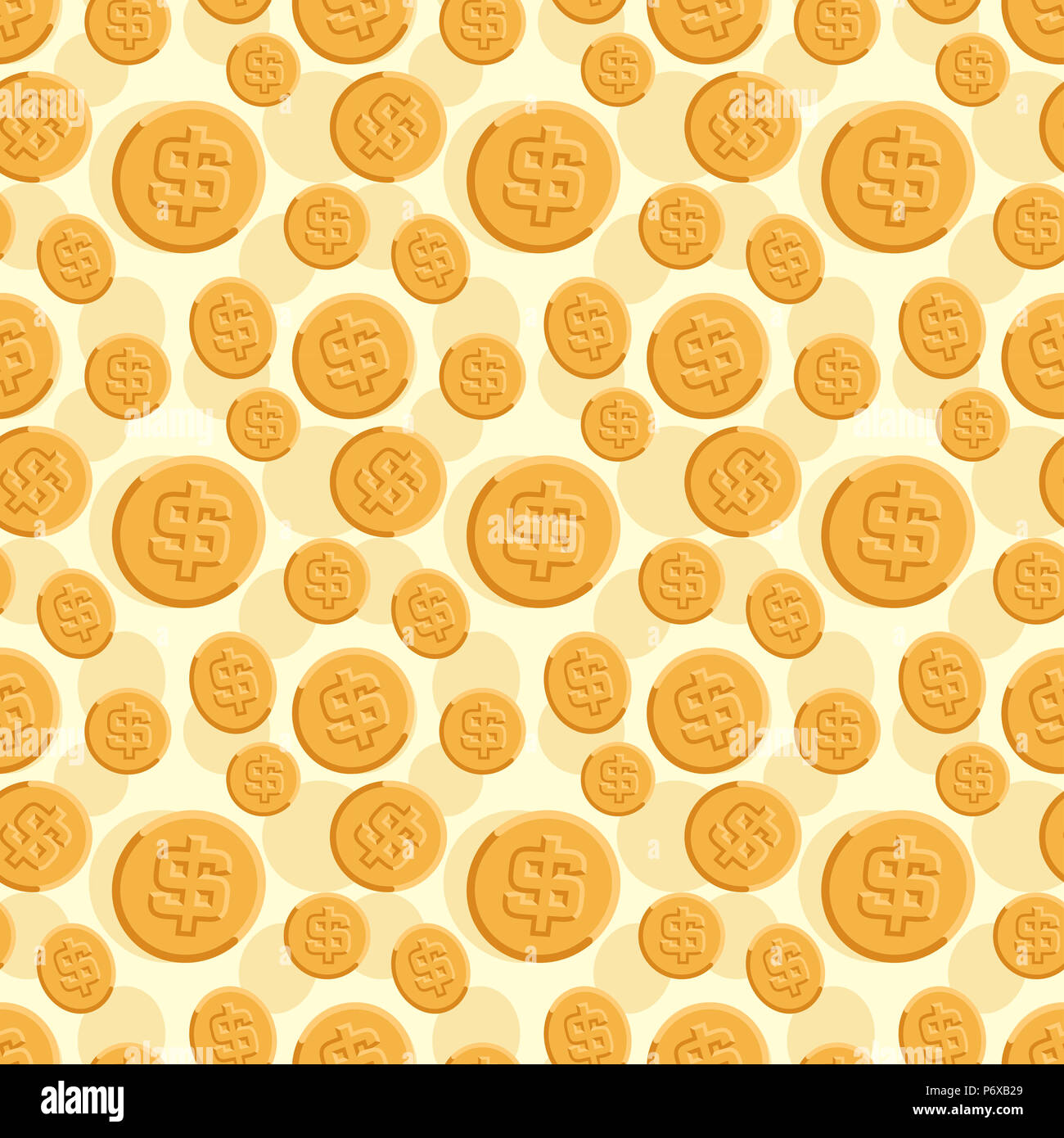 Seamless texture with golden coins flat style Stock Photo - Alamy