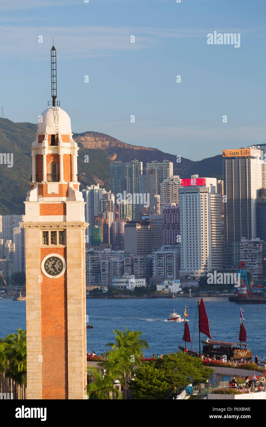 View of Former KCR clock tower and Hong Kong Island skyline, Hong Kong