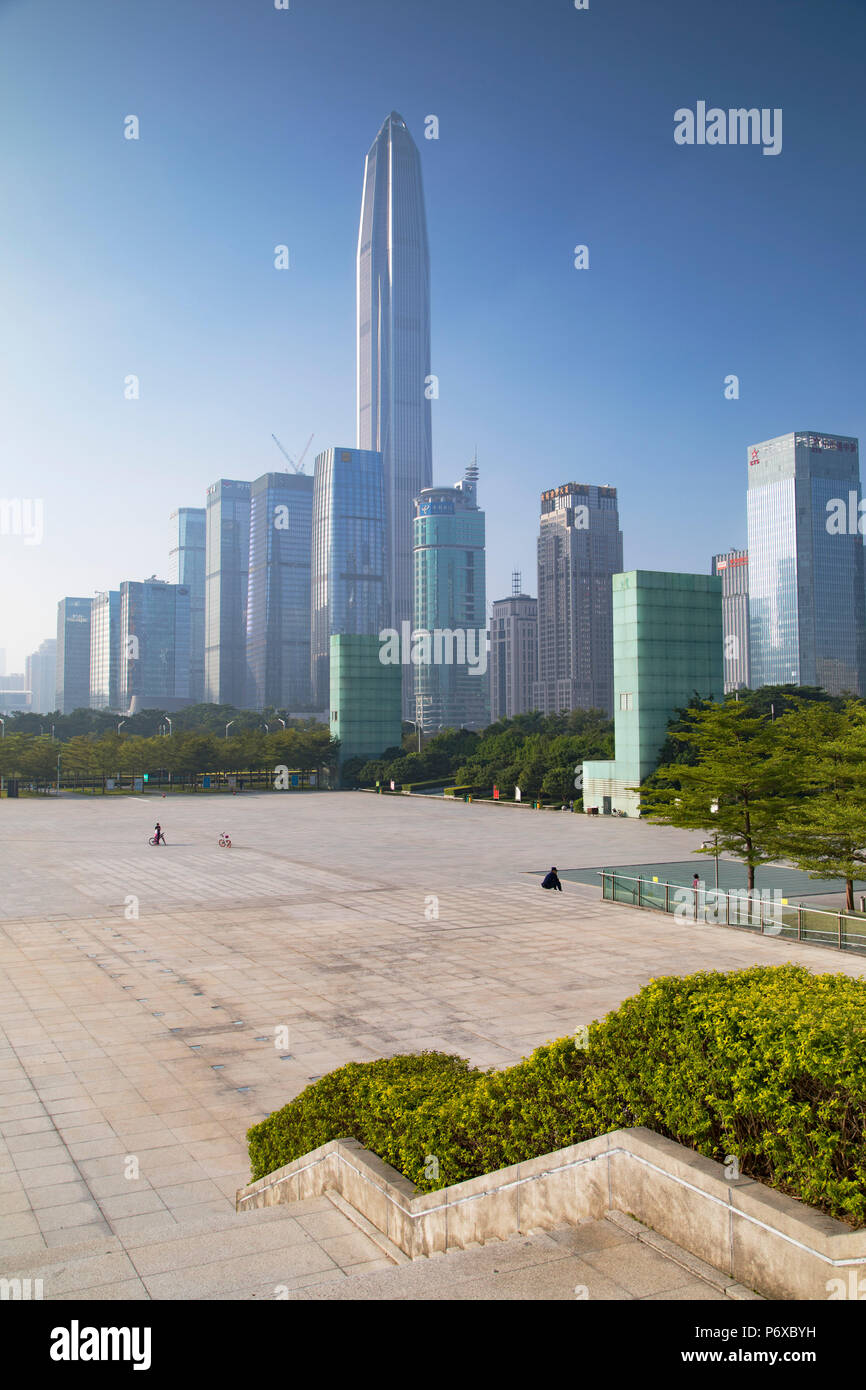 Ping An International Finance Centre (worldâ€™s 4th tallest building in 2017 at 600m) and skyscrapers around Civic Square, Futian, Shenzhen, Guangdong, China Stock Photo