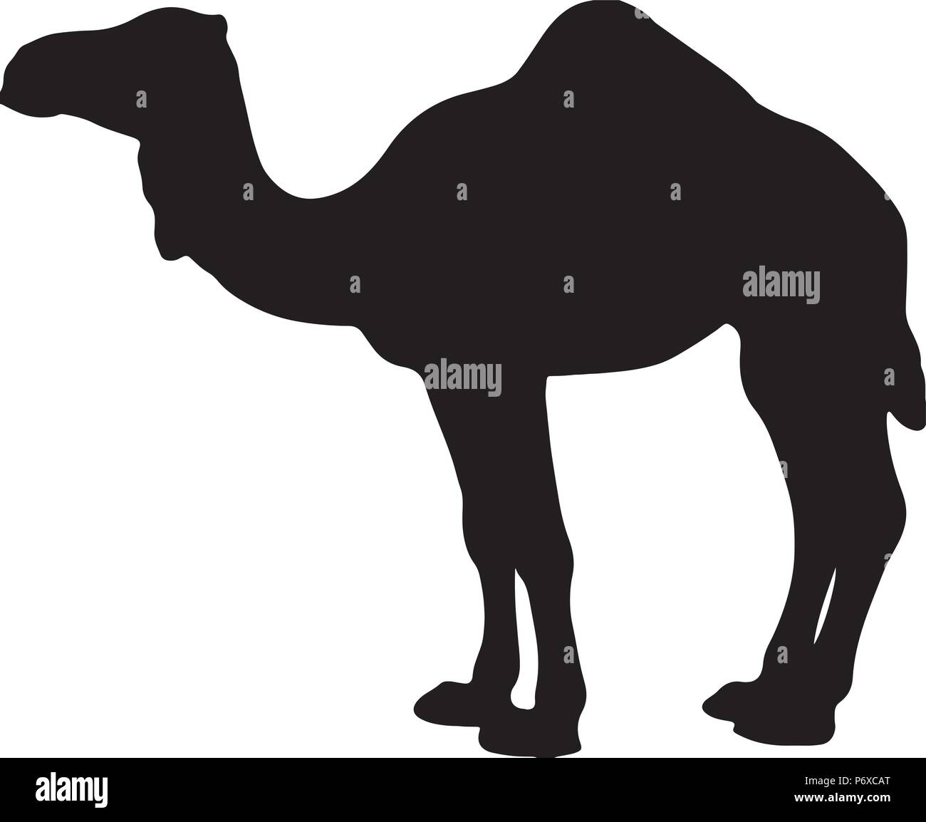black and white vector silhouette of a camel Stock Vector