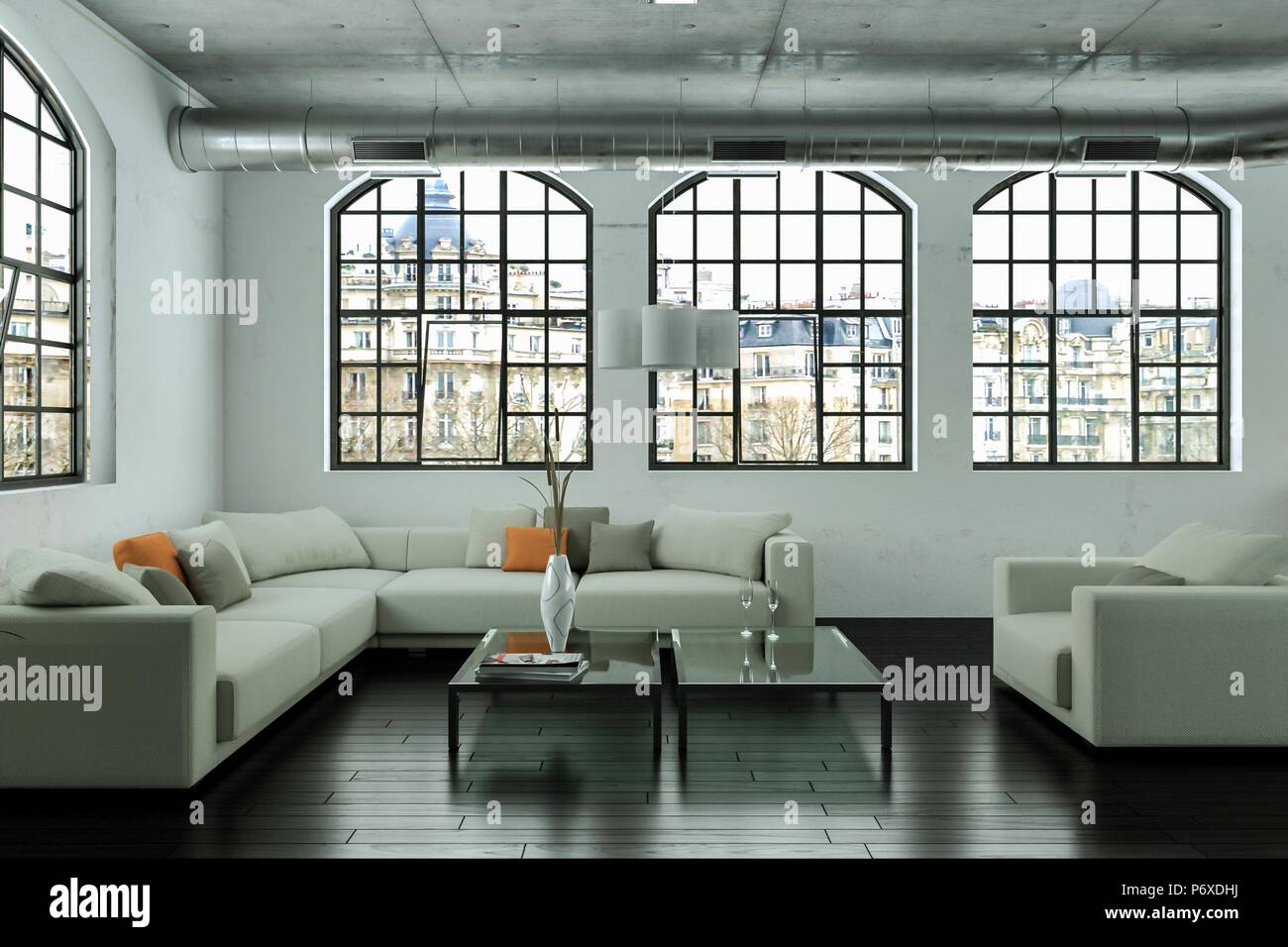 modern white living room interior design Stock Photo - Alamy