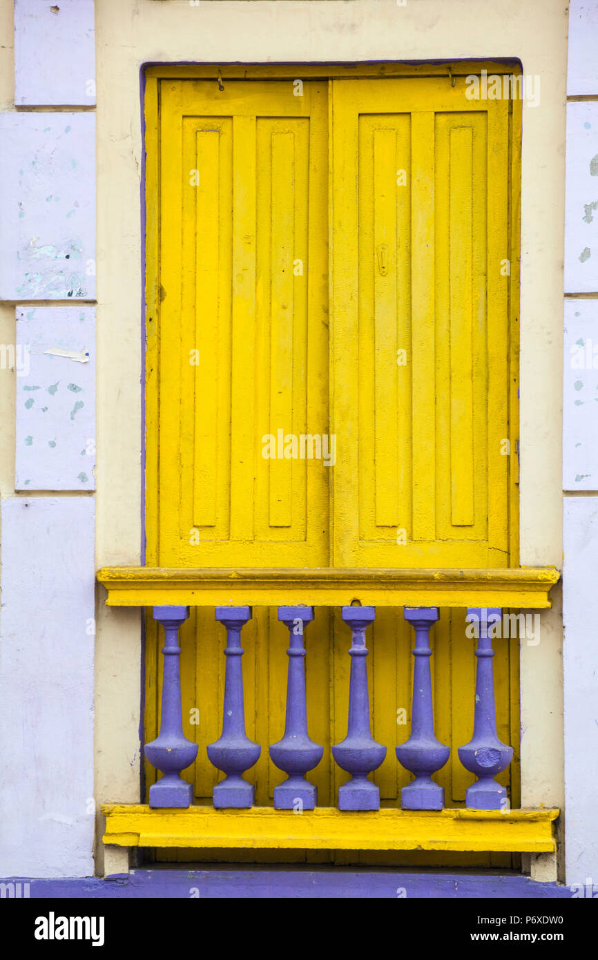 Dominican Republic, Santa Domingo, Colourful Colonial houses in the Colonial zone Stock Photo
