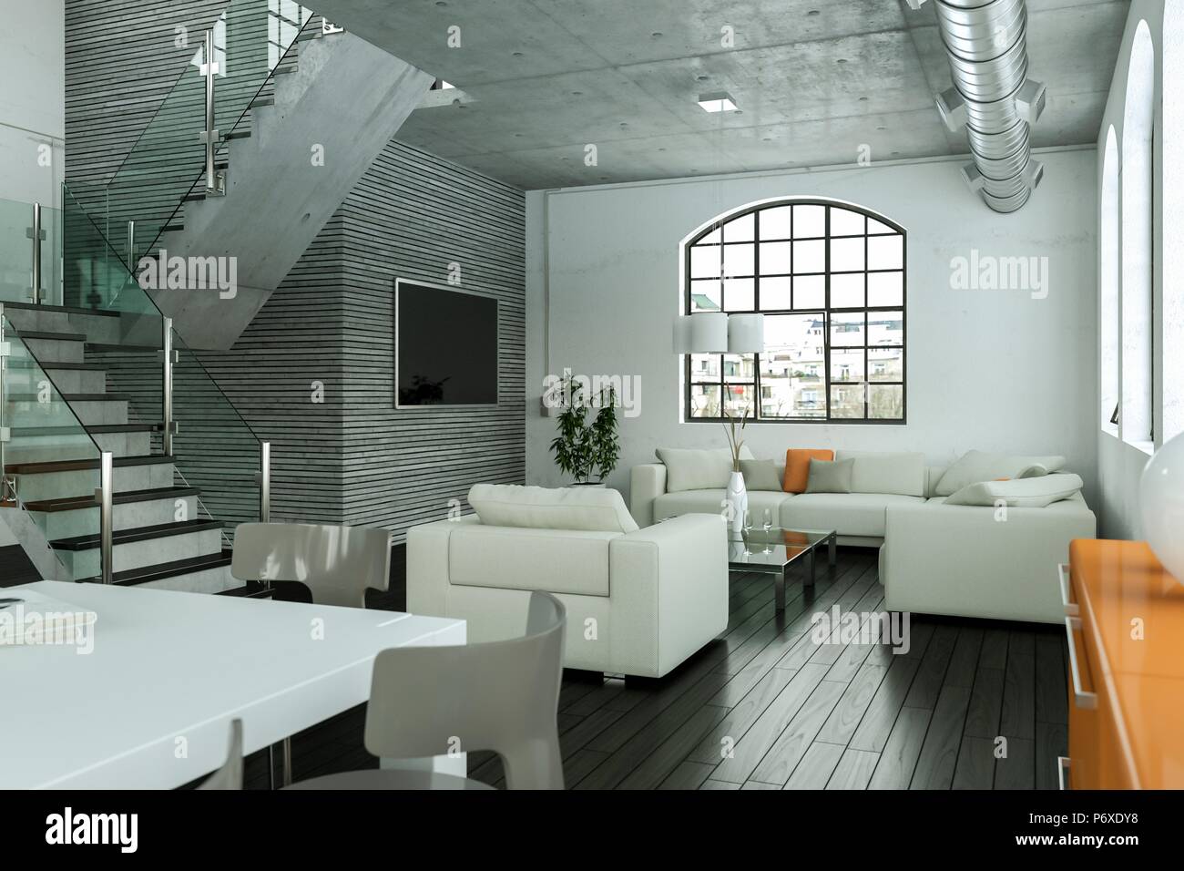 modern white living room interior design Stock Photo - Alamy