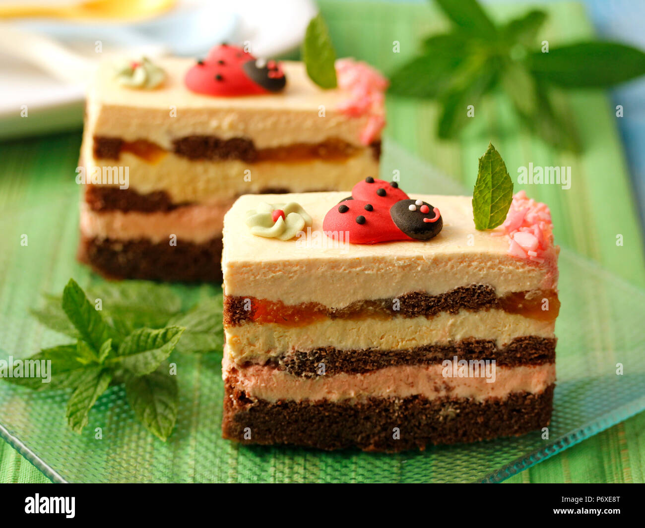 Portions of sponge cake. Stock Photo