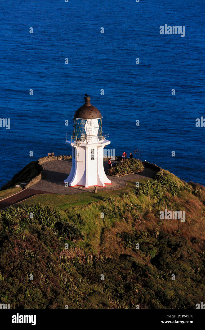 Lighthouse at Cape Rienga, Northland, New Zealand Stock Photo