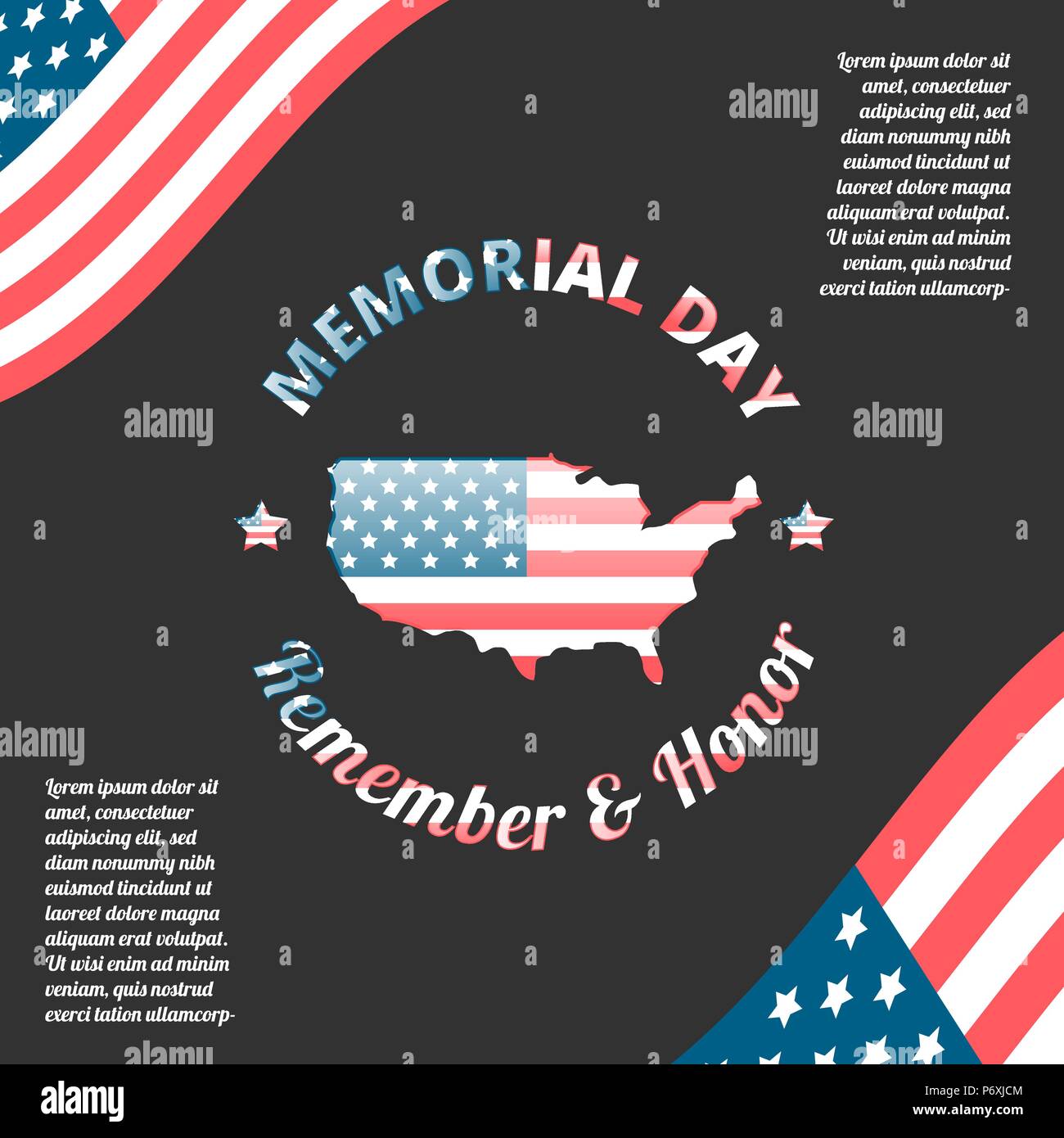 Vintage style Memorial day banner with USA flag Stock Vector