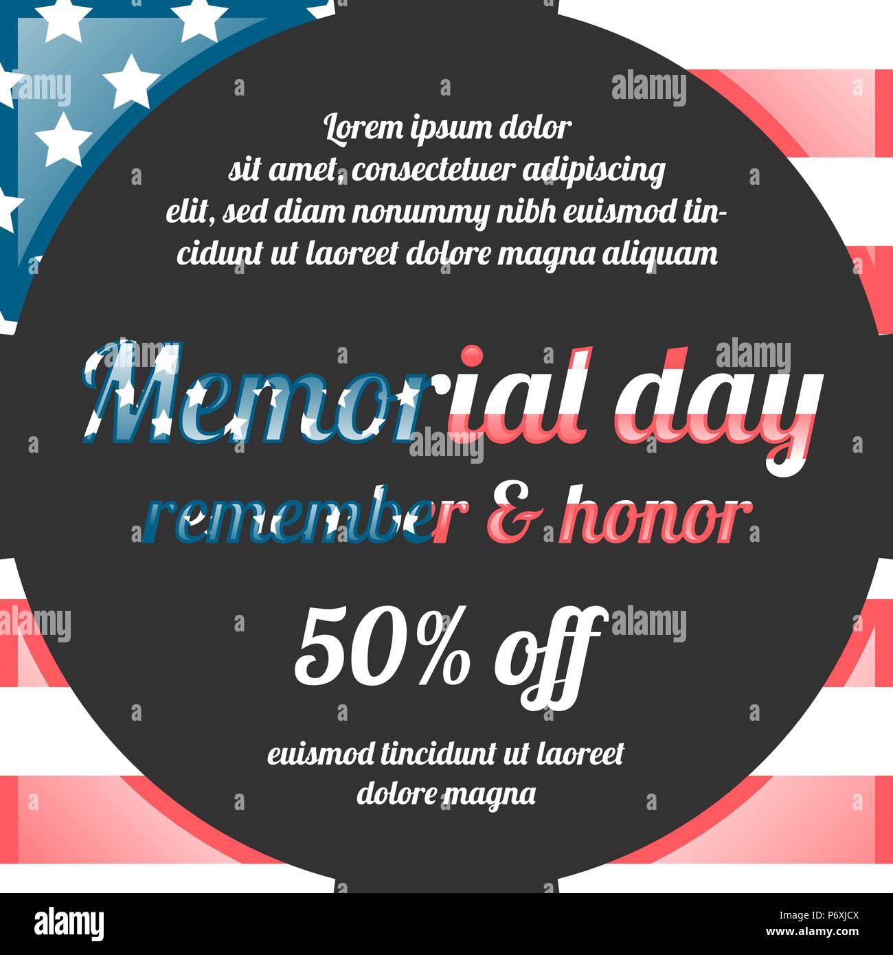 Vintage style Memorial day banner with USA flag Stock Vector