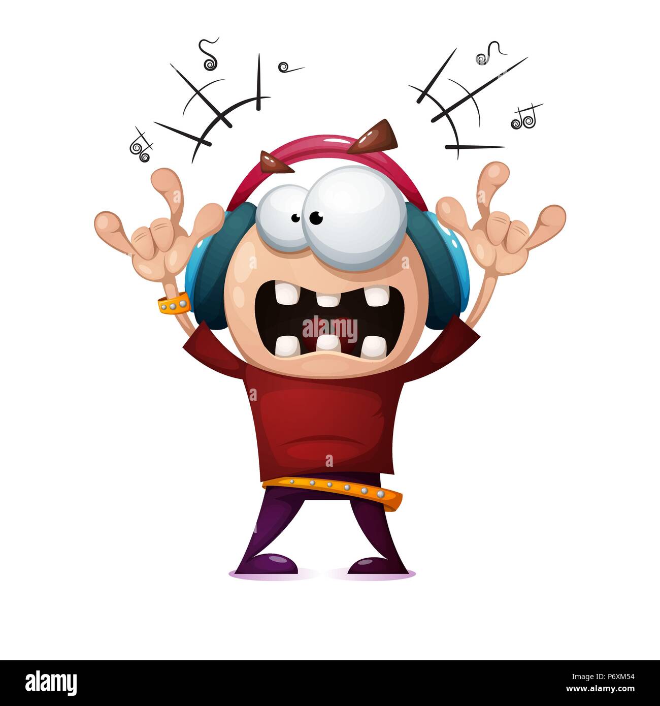 Funny, cute, crazy cartoon rock man. Rock music illustration Stock Vector  Image & Art - Alamy