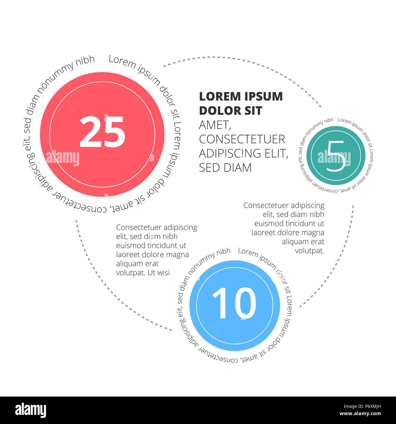 Text Graphics For Presentations Infographic for presentation with circles and sample text placed on ...