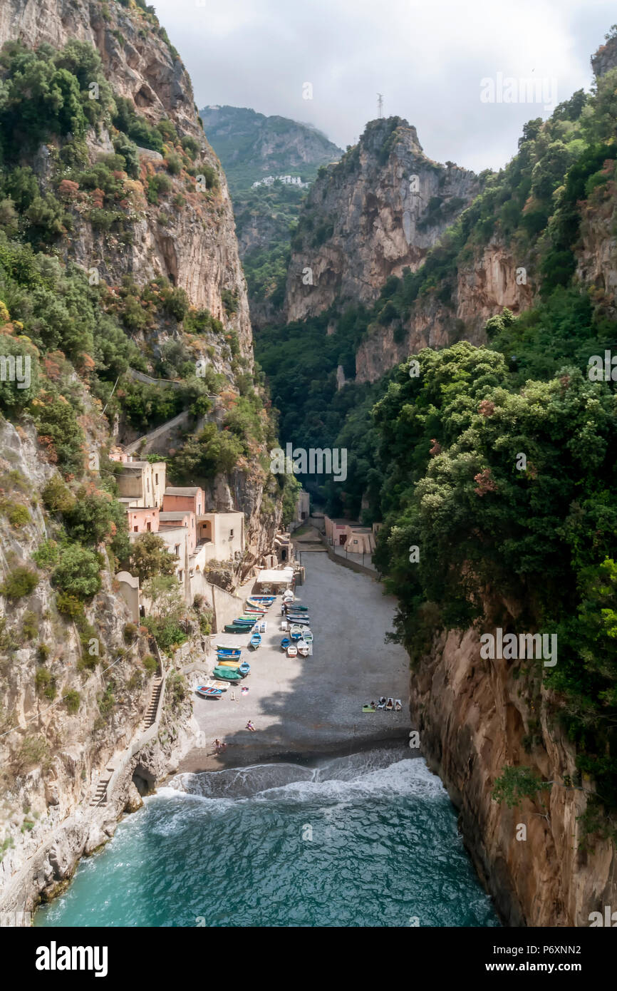 View of the famous Furore fjord, Amalfi Coast, Campania, Italy Stock Photo