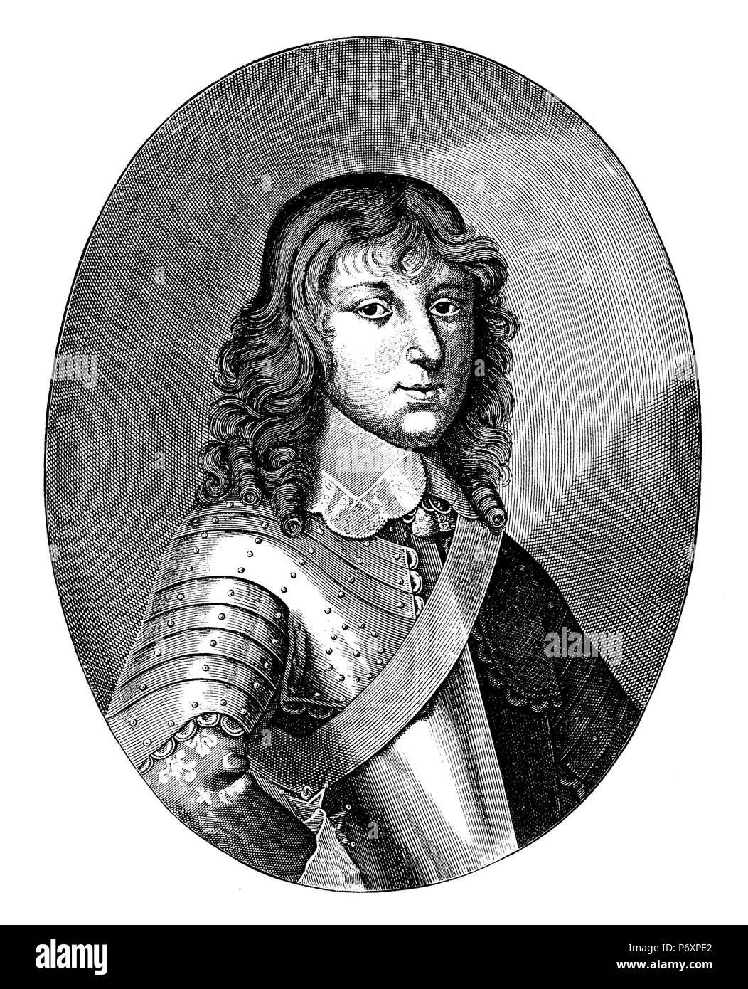 Louis XIV King of France as young man. After a painting by MIgnard engraved by Nicolas de Boilly, Stock Photo