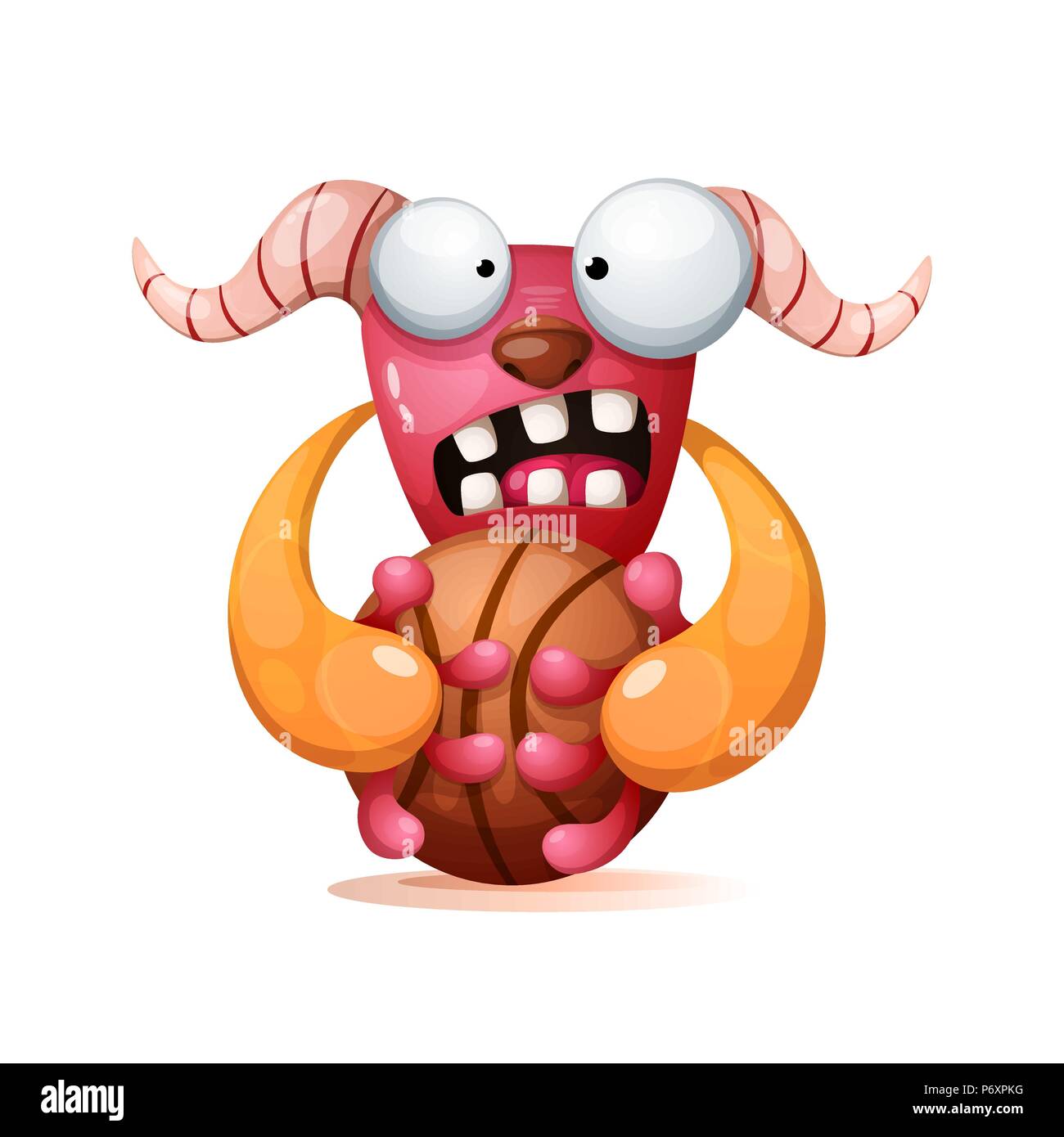 Cute, funny, crazy monster illustration. Play basketball Stock Vector Image  & Art - Alamy