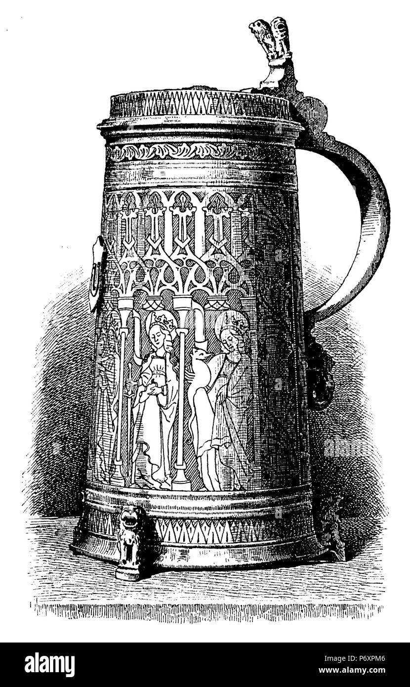 Tin can of the farriers - Guild of Leuben in Silesia. Collection Zschille, Großenhain,   1893 Stock Photo