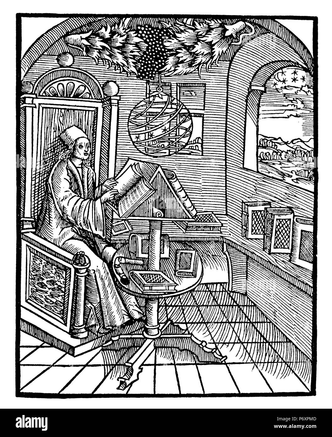 Interior Around 1500 Room Of A Scholar Working In