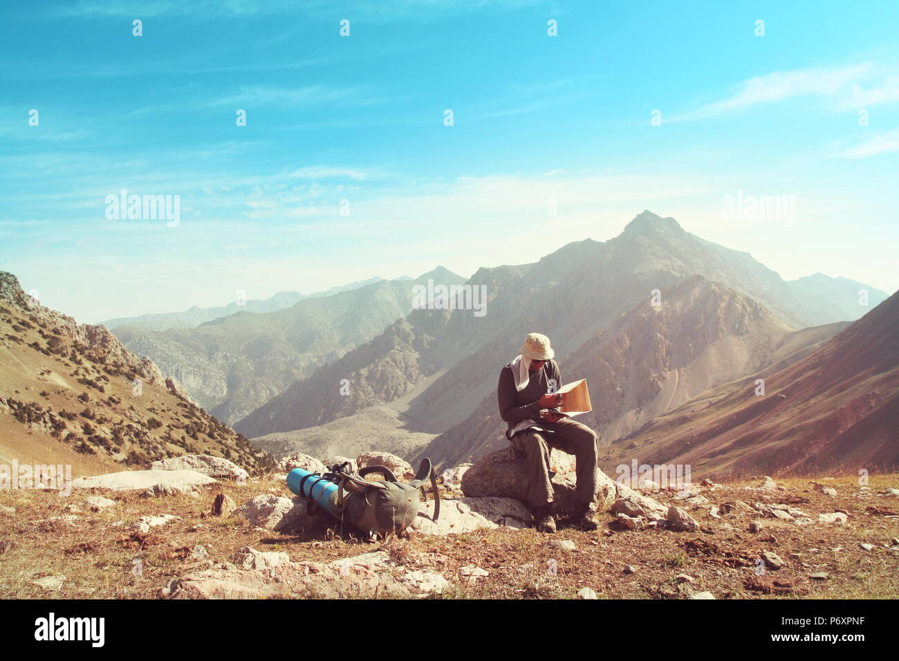 Beautiful high mountain in Pamir Stock Photo