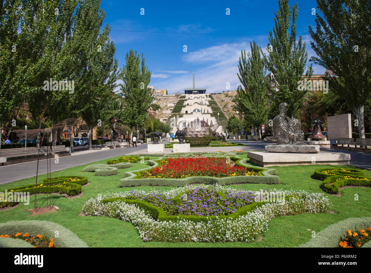 Armenia, Yerevan, Cascade, A huge white stairwell built into the Yerevan hillside Stock Photo