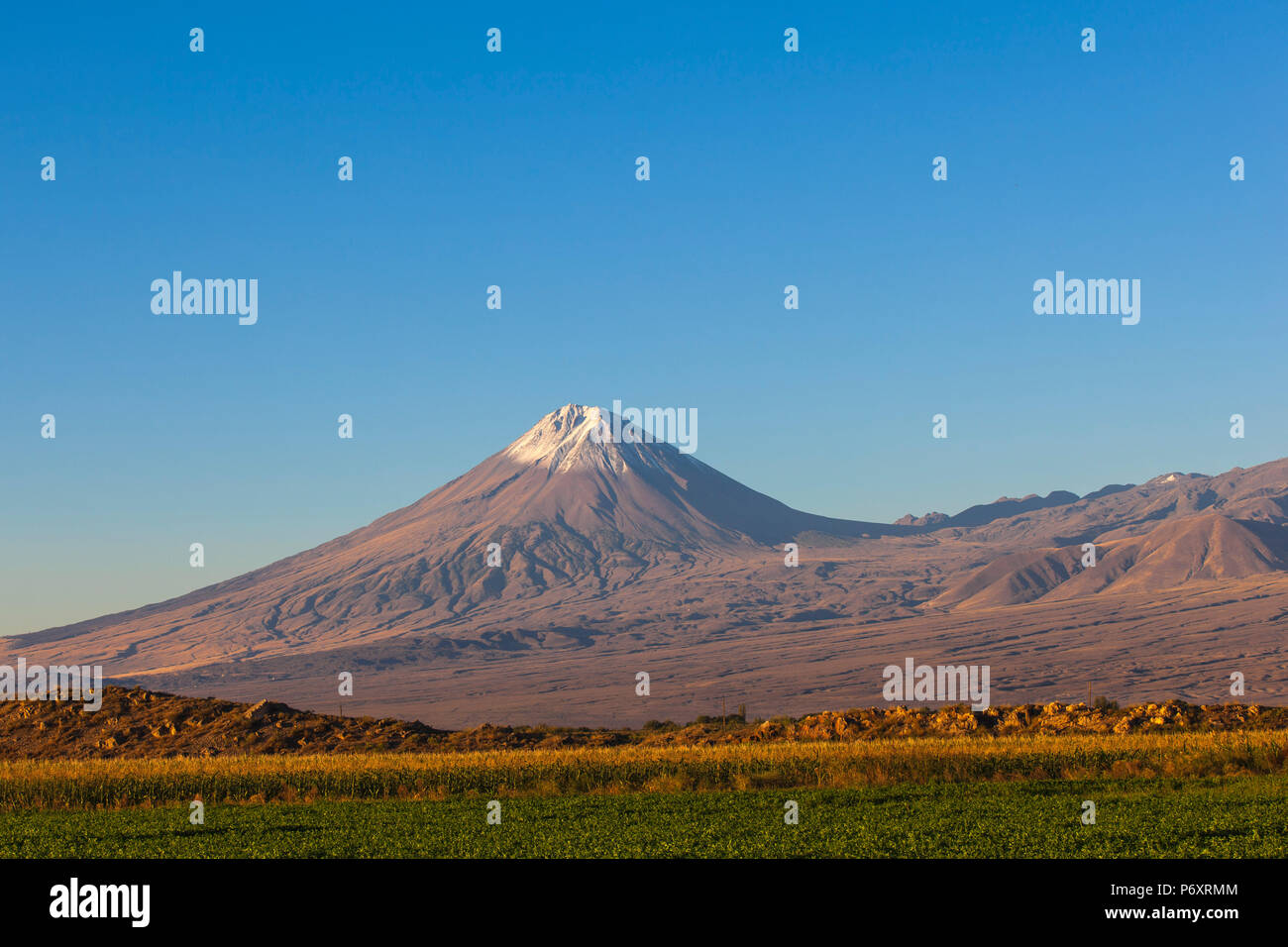 Armenia, Yerevan, Ararat plain, Mount Ararat  viewed from Khor Virap Stock Photo
