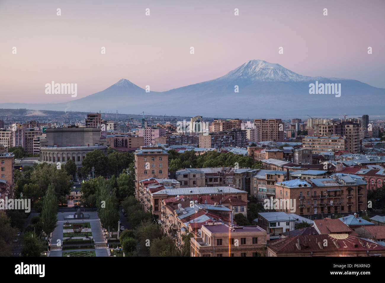 Armenia, Yerevan, View of Yerevan and Mount Ararat from Cascade Stock