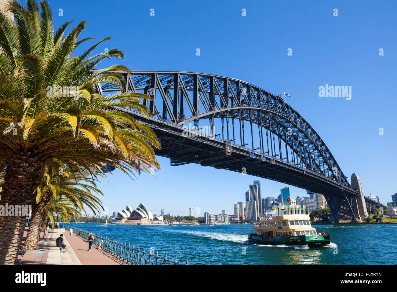 Sydney Opera House & Harbour Bridge, Darling Harbour, Sydney, New South Wales, Australia Stock Photo