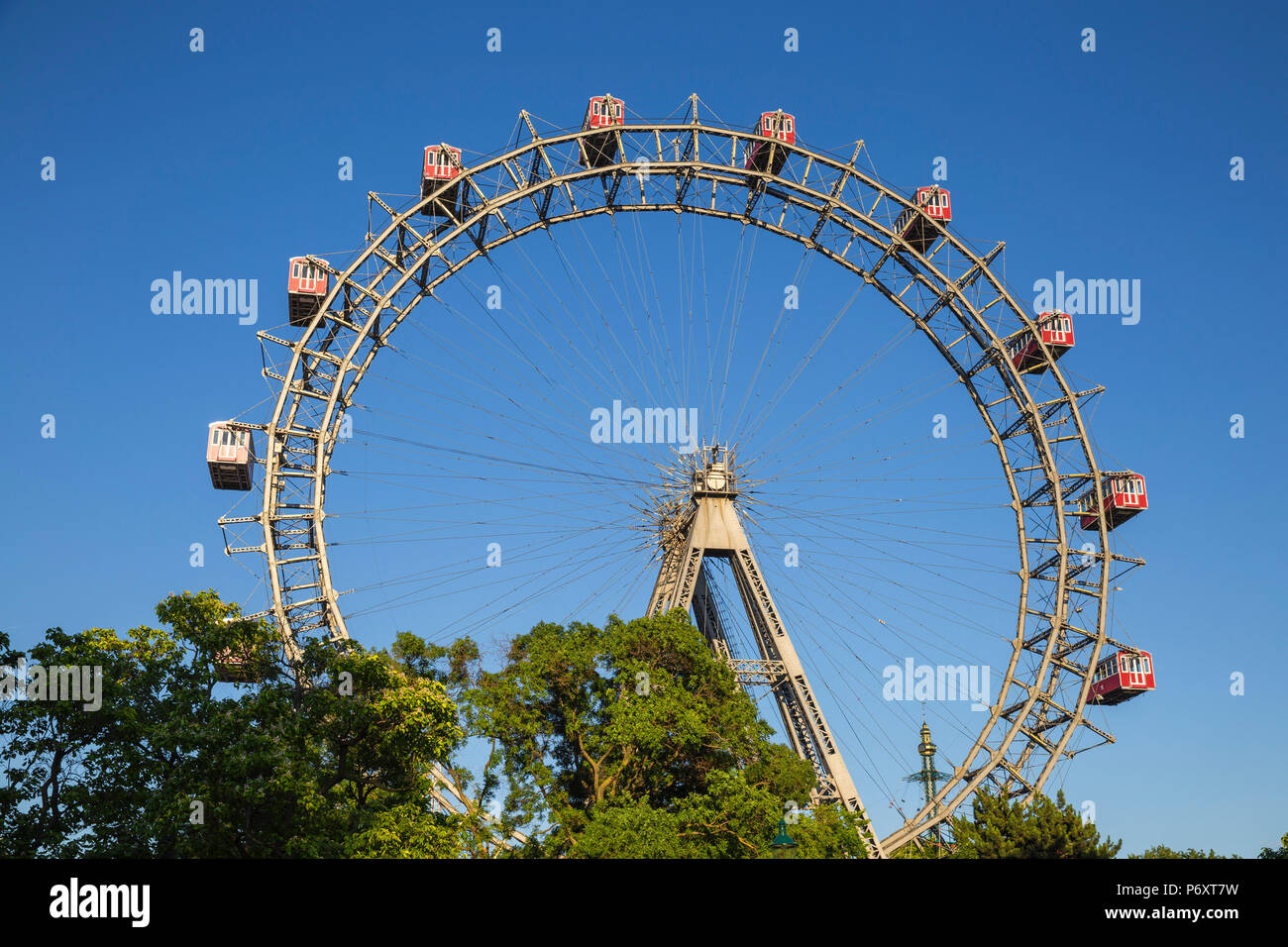 Austria, Vienna, Leopoldstadt, Prater, The Wurstelprater amusement park, Riesenrad Ferris wheel Stock Photo