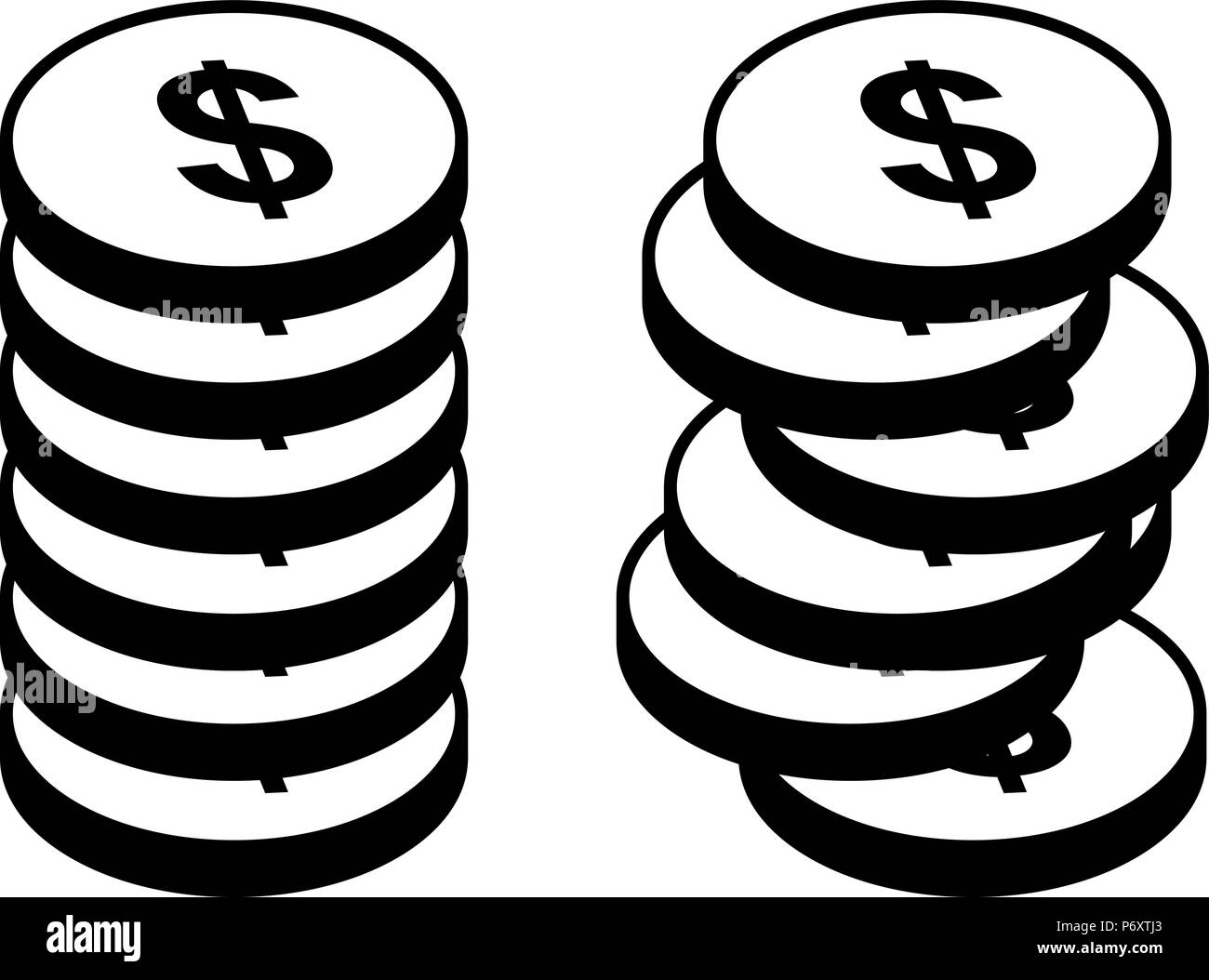 Icon set - Piles of dollar coins - Vector Stock Vector