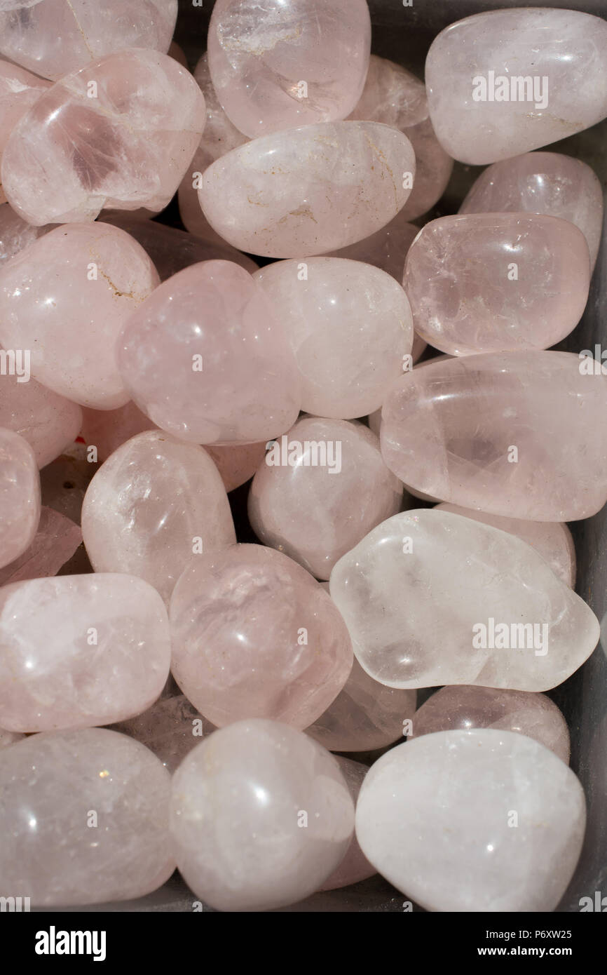 tumbled Rose Quartz gem stone as mineral rock specimen Stock Photo Alamy