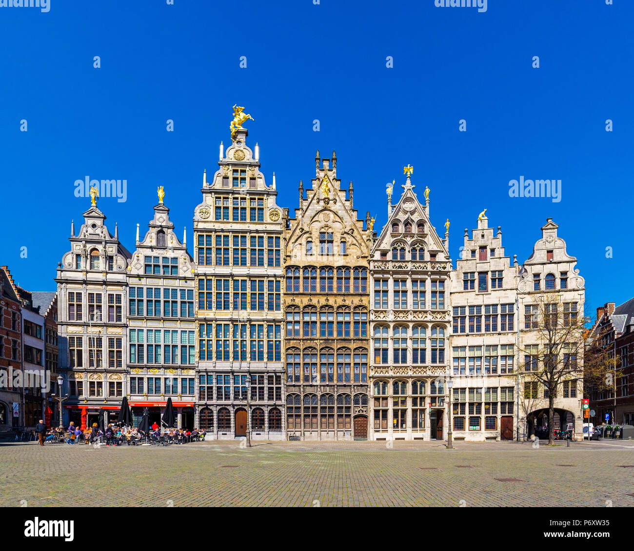 Belgium, Flanders, Antwerp (Antwerpen). Medieval guild houses on Grote Markt. Stock Photo