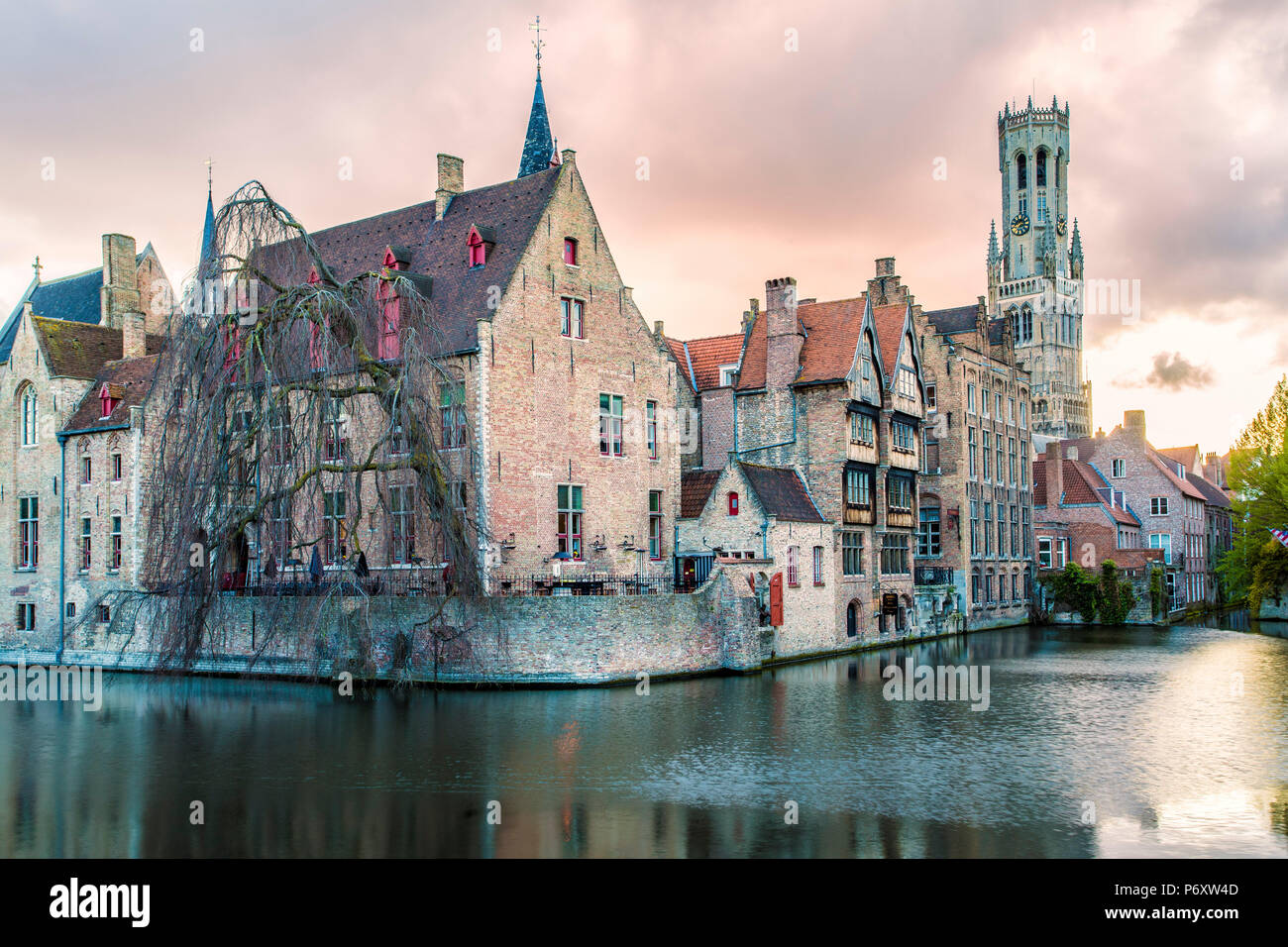 View from the Rozenhoedkaai, Bruges, Belgium, Europe. Stock Photo