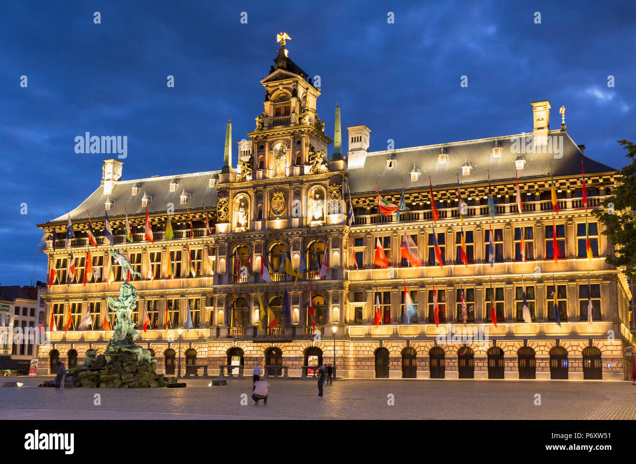 Town Hall (Stadhuis) in Main Market Square, Antwerp, Flanders, Belgium Stock Photo