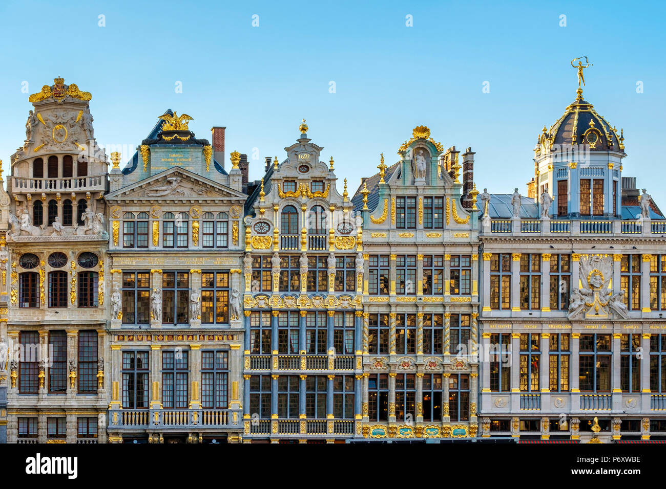 Belgium, Brussels (Bruxelles). Guild houses on the Grand Place (Grote