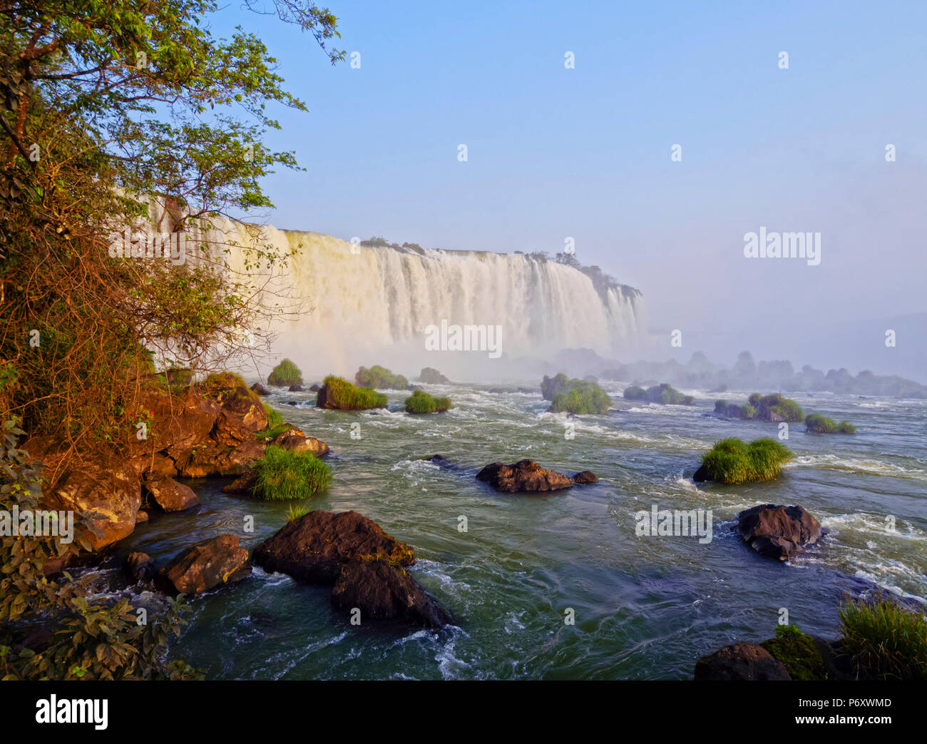 Brazil, State of Parana, Foz do Iguacu, View of Iguazu Falls. Stock Photo