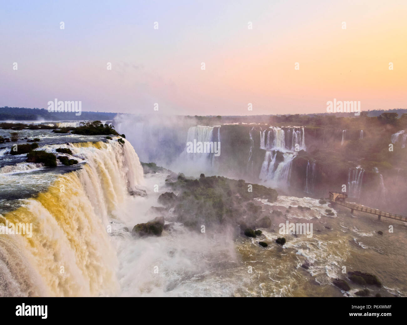 Brazil, State of Parana, Foz do Iguacu, View of Iguazu Falls. Stock Photo