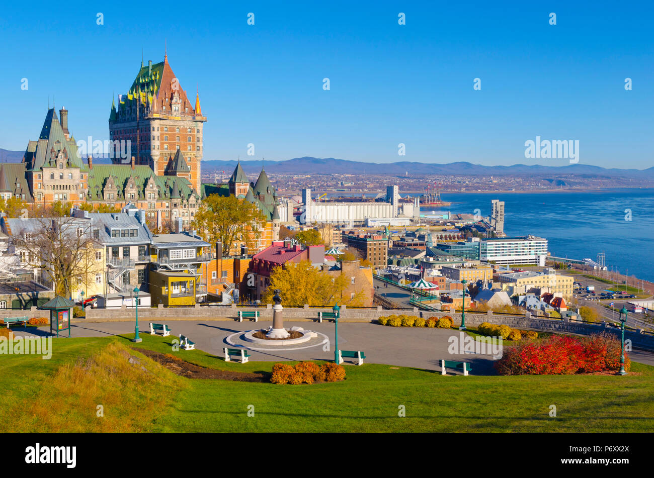 Canada, Quebec, Quebec City, Vieux Quebec or Old Quebec, Chateau Fontenac Stock Photo