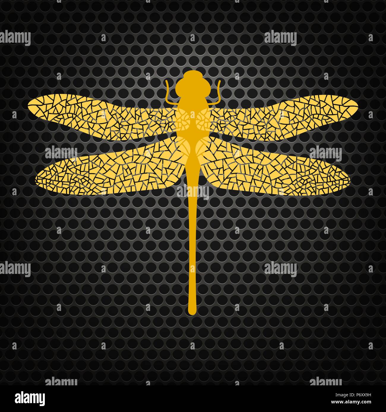 Colored Stilized Dragonfly. Insect Logo Design. Aeschna Viridis Stock Vector