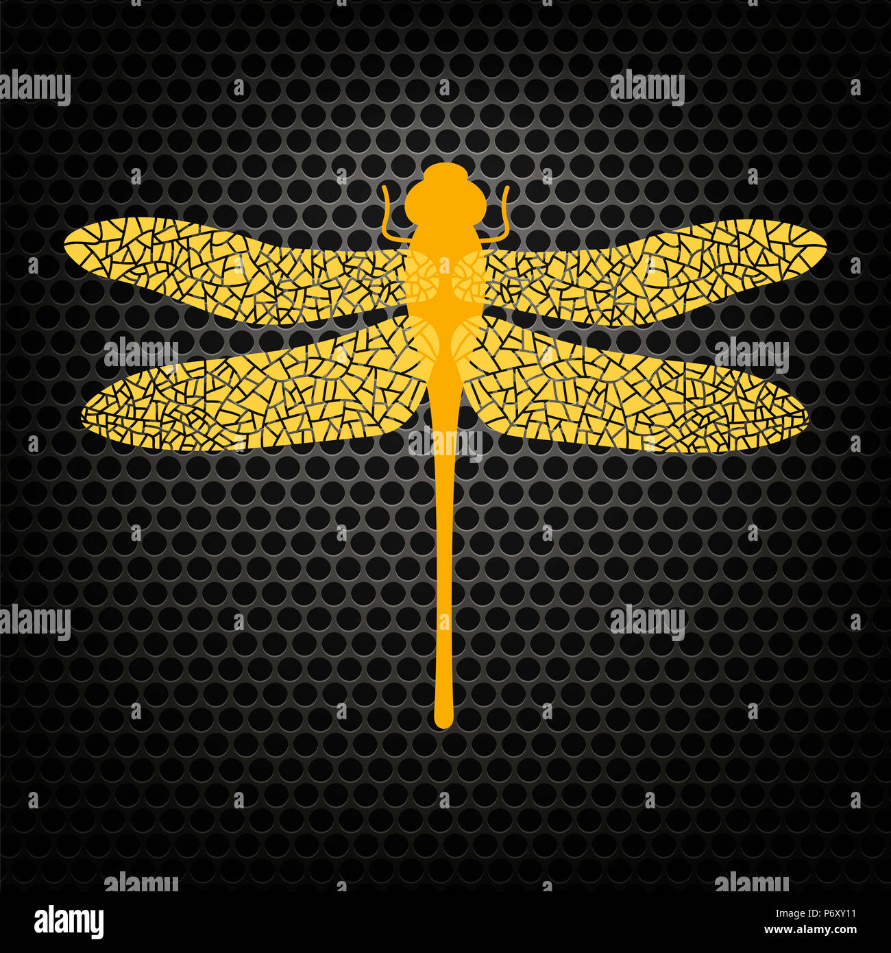 Colored Stilized Dragonfly. Insect Logo Design. Aeschna Viridis Stock Photo