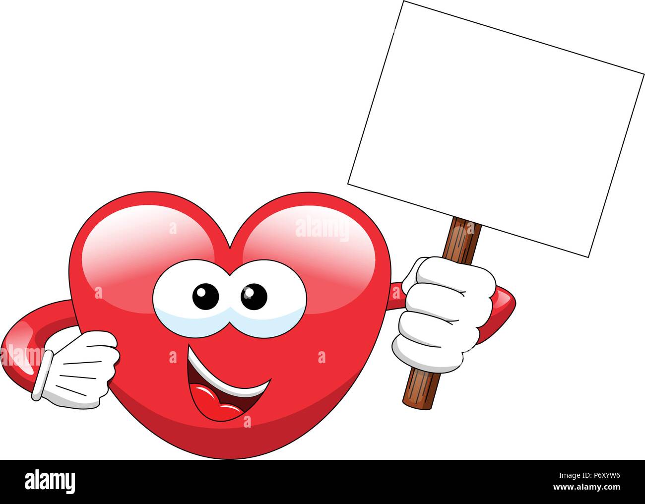 Cartoon Heart Holding Blank Banner Isolated Stock Vector Art