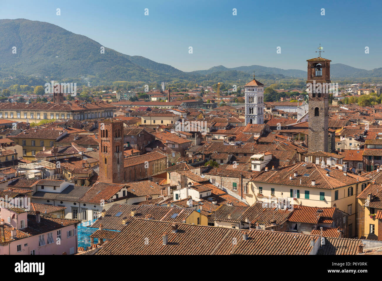 An aerial view of Lucca; Tuscany Stock Photo