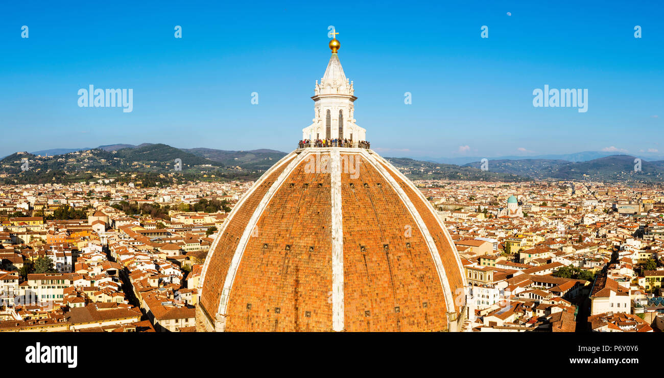 Florence, Tuscany, Italy. View of the Duomo's cupola and the city seen from the Giotto's tower. Stock Photo