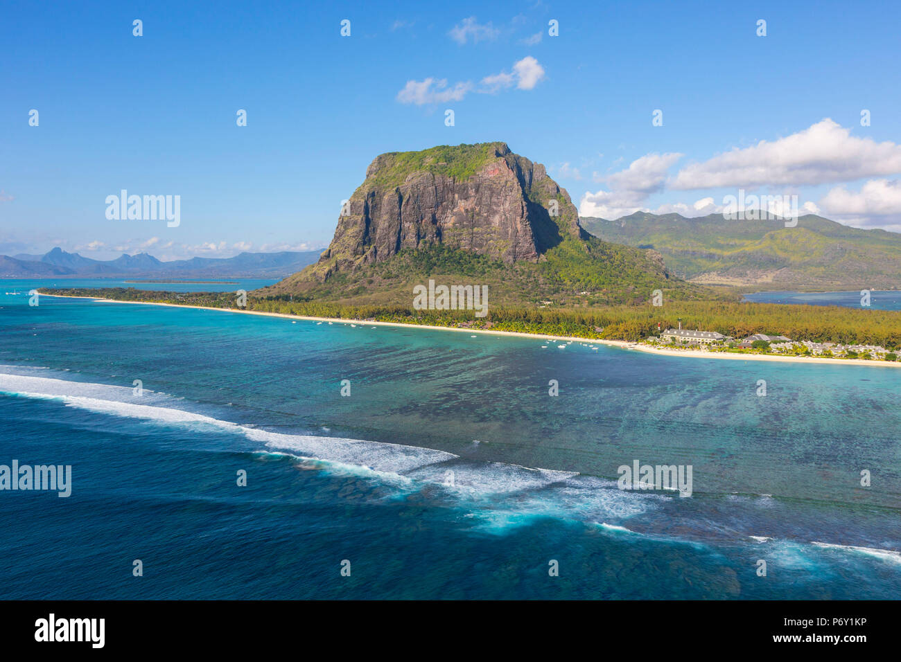Aerial view over Le Morne Brabant Peninsula, Black River (Riviere Noire