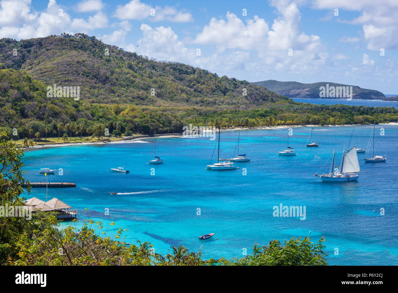 St Vincent and The Grenadines, Mustique, View of Brittania Bay Stock Photo