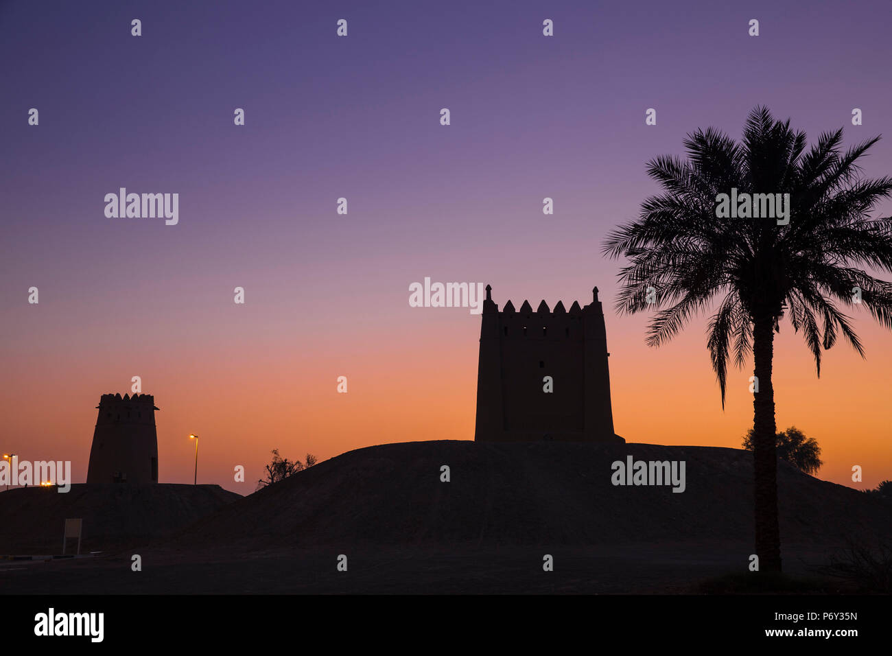 United Arab Emirates, Abu Dhabi, Al Ain, Hili, Hili Towers Stock Photo
