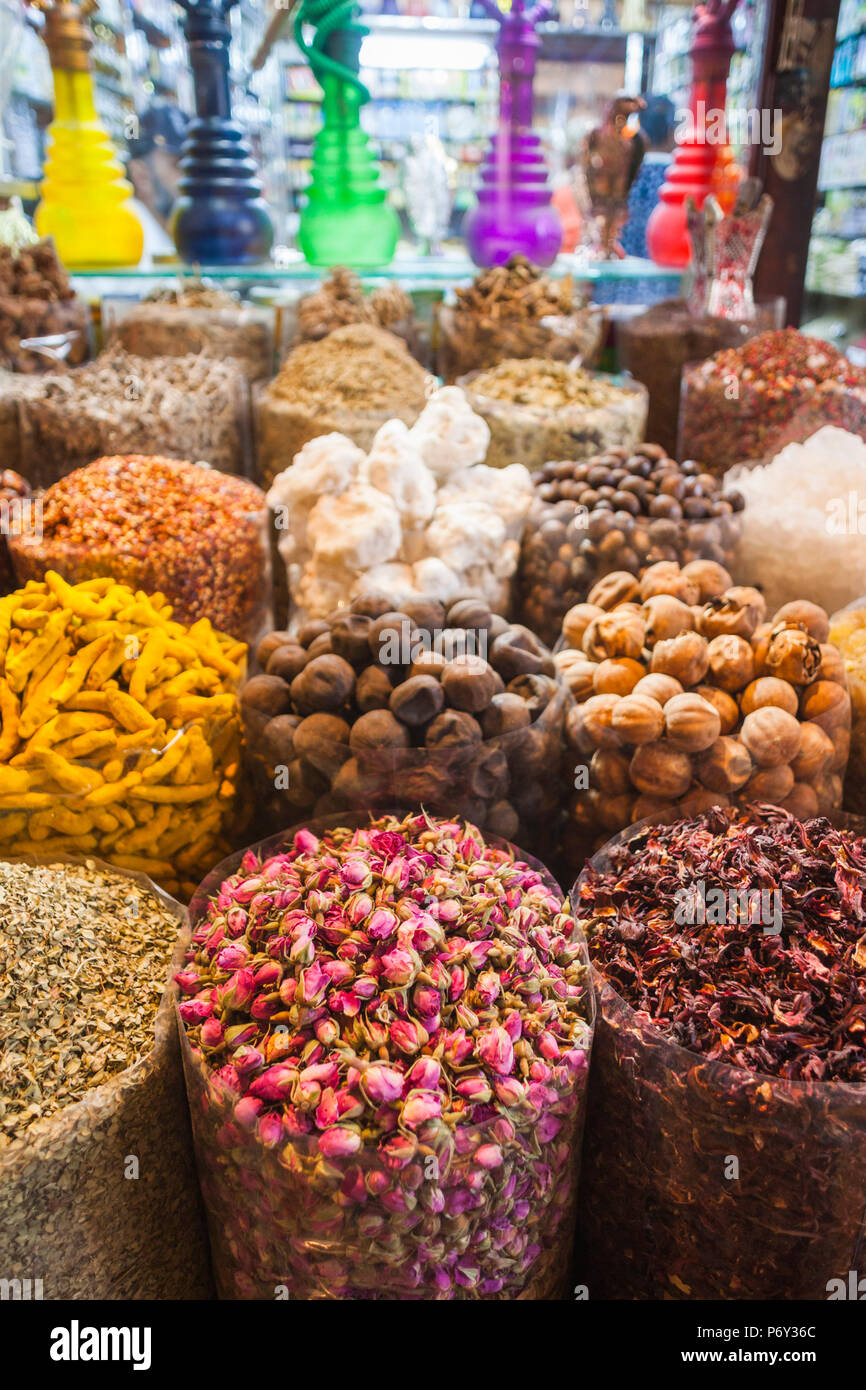 UAE, Dubai, Deira, Spice Souk, Arabic spices Stock Photo