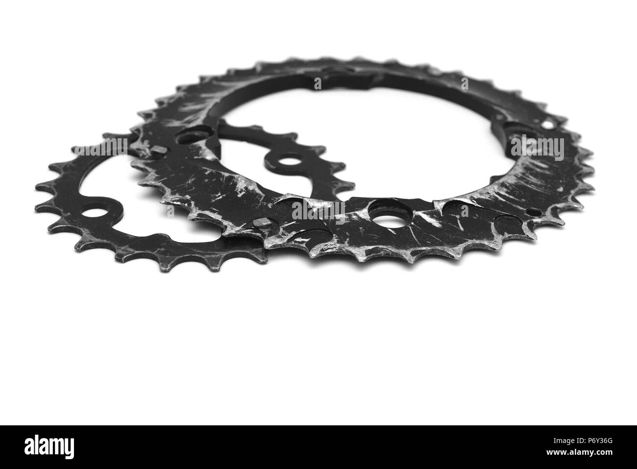 used bicycle gears isolated on white Stock Photo Alamy